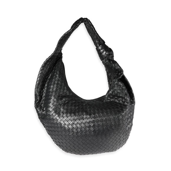 Bottega Veneta Handbags - Bottega Veneta Black Intrecciato Leather Maxi Jodie Bag